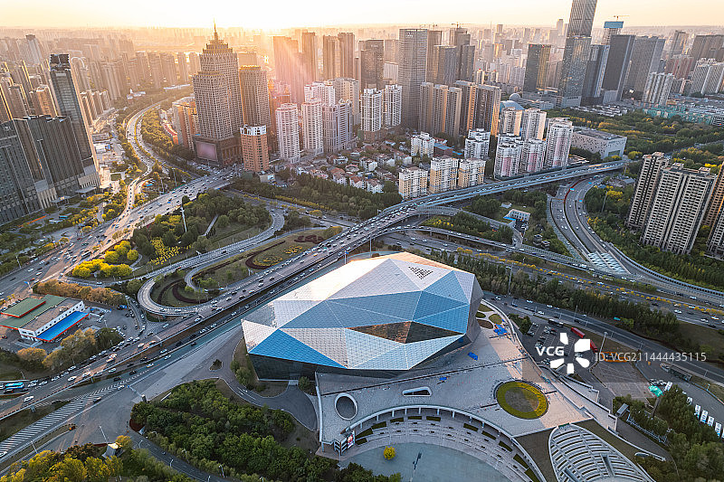 中国辽宁沈阳盛京大剧院航拍图片素材