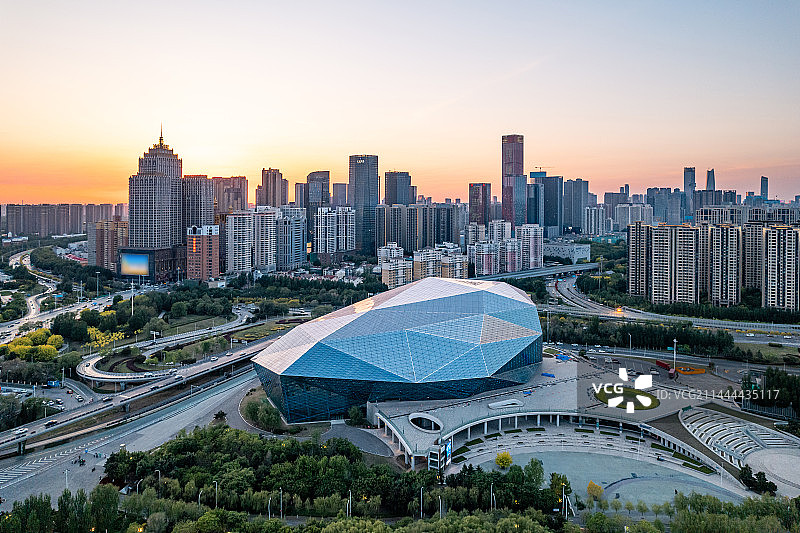 中国辽宁沈阳盛京大剧院航拍图片素材