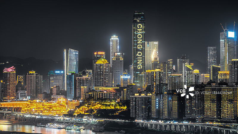 重庆渝中洪崖洞夜景渝中城市建筑群夜景图片素材