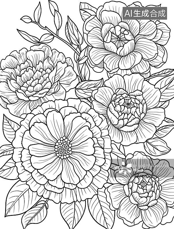 【AI数字艺术】植物线条插画图片素材