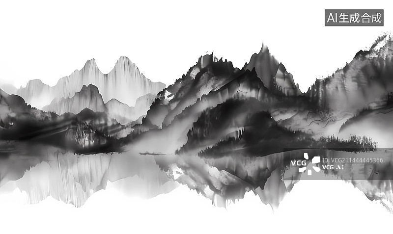 【AI数字艺术】中国风山脉背景图片素材