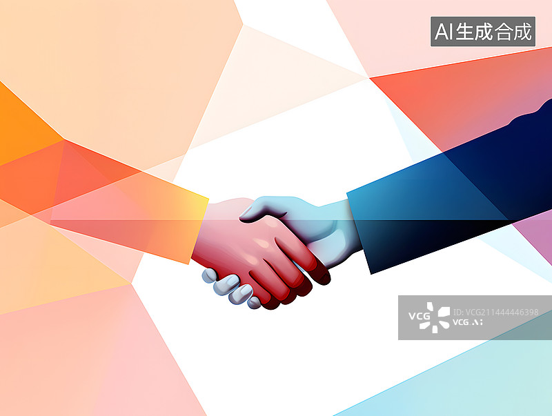 【AI数字艺术】AIGC:握手 商务 合作 友谊 插画图片素材
