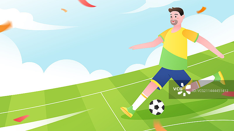 运动员赛场踢球插画图片素材