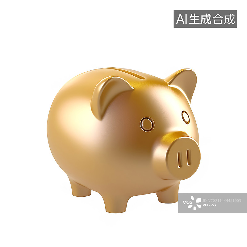 【AI数字艺术】3d金色小猪存钱罐图片素材