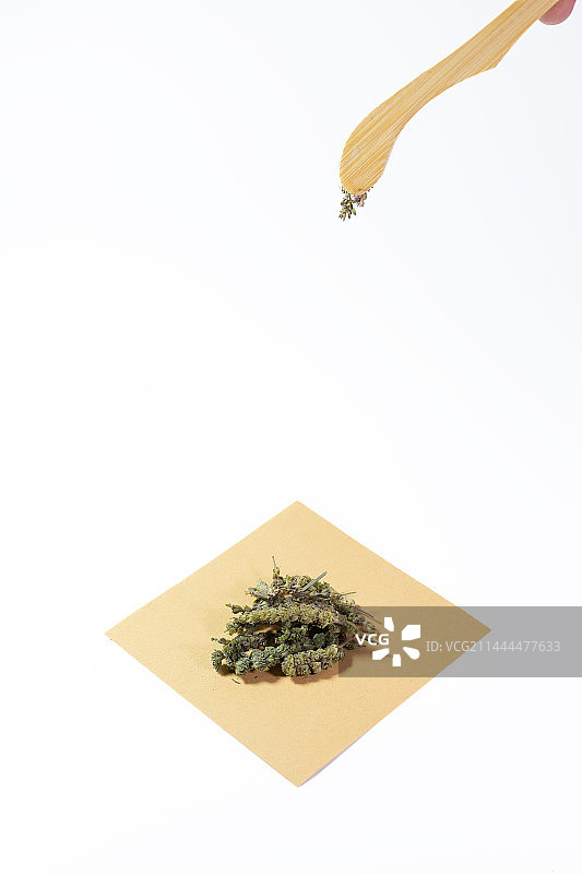 白色背景中药抓药荆芥穗图片素材
