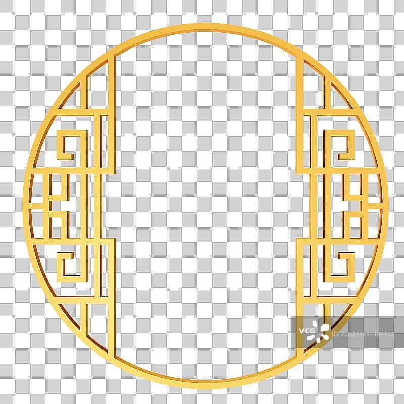 3D立体中式边框窗户元素图片素材