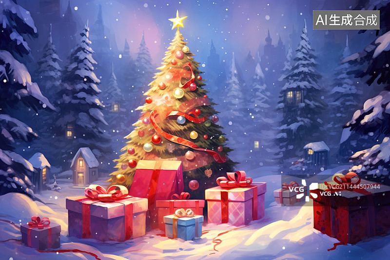 【AI数字艺术】圣诞老人和礼物图片素材