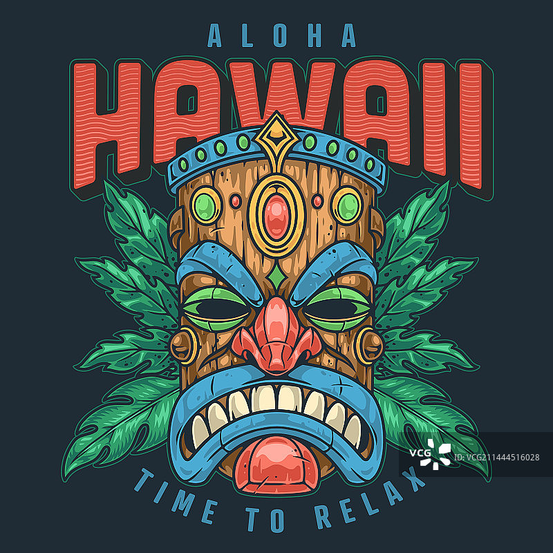 夏威夷提基面具宣传单图片素材
