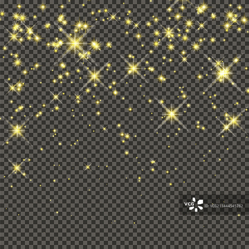 透明背景上的金色闪光粉尘图片素材