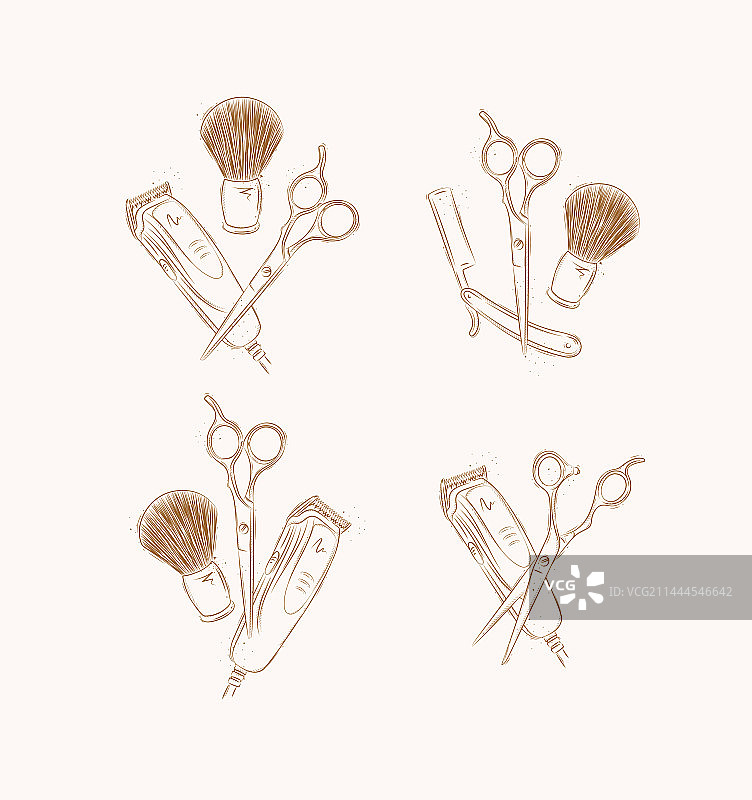 理发店理发和剃须系列图片素材