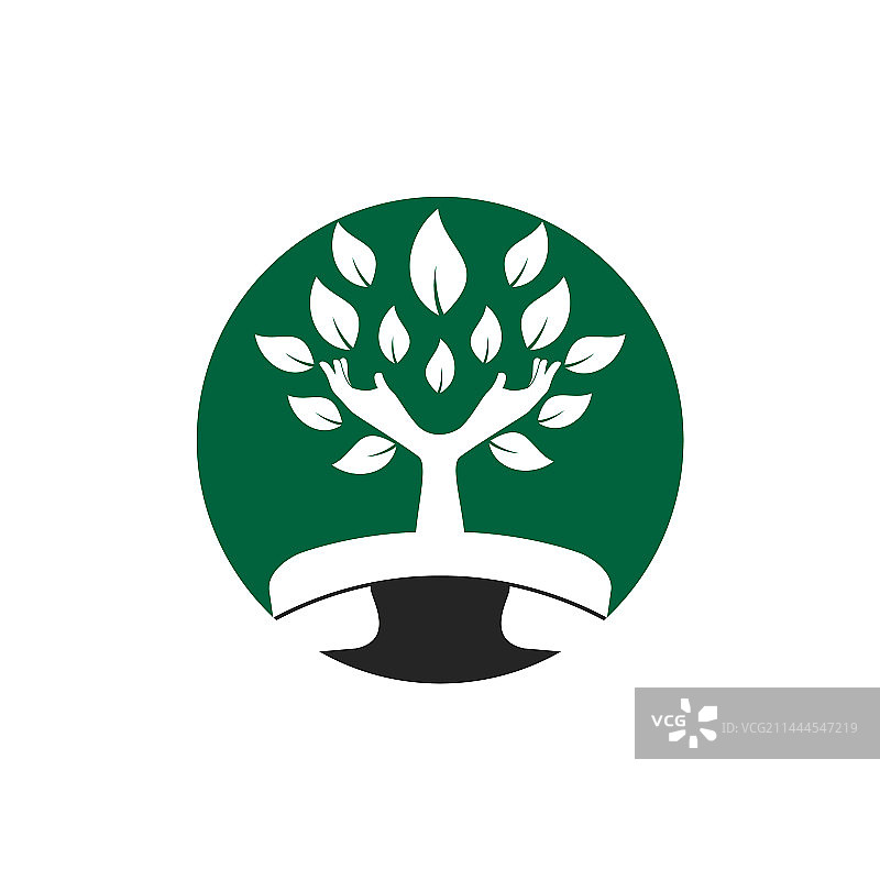 手机与手形树图标Logo设计模板图片素材