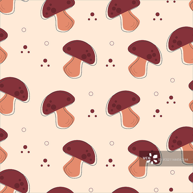 手绘蘑菇无缝图案图片素材