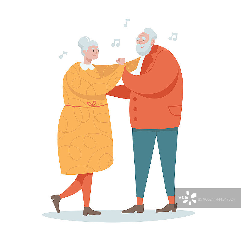 微笑的年长夫妇一起跳舞图片素材