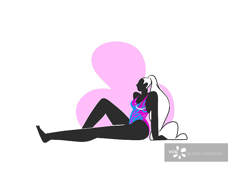 手绘时尚泳装女人图片素材