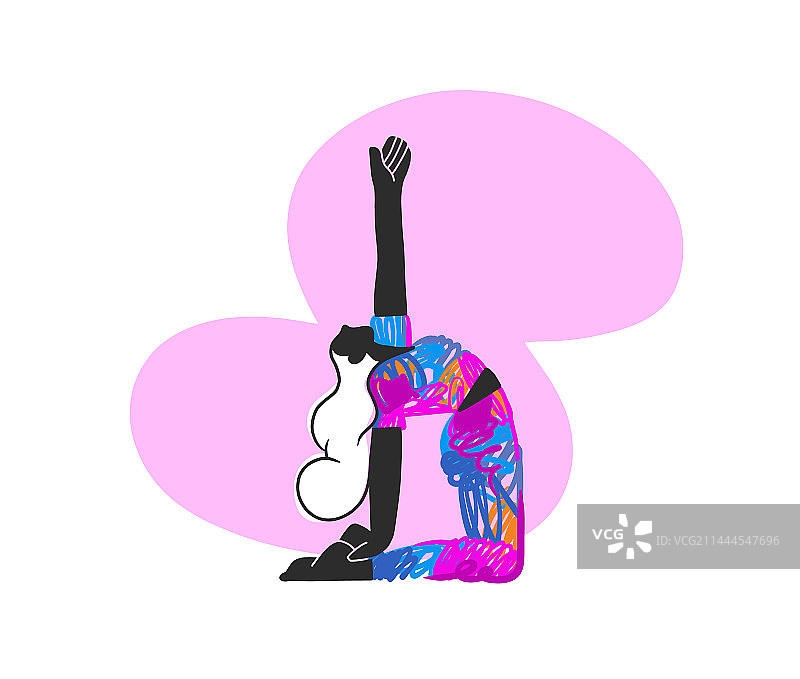 瑜伽姿势的抽象现代女人图片素材