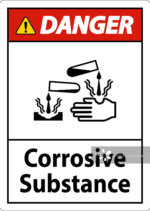 白色背景上的腐蚀性物质危险标志图片素材
