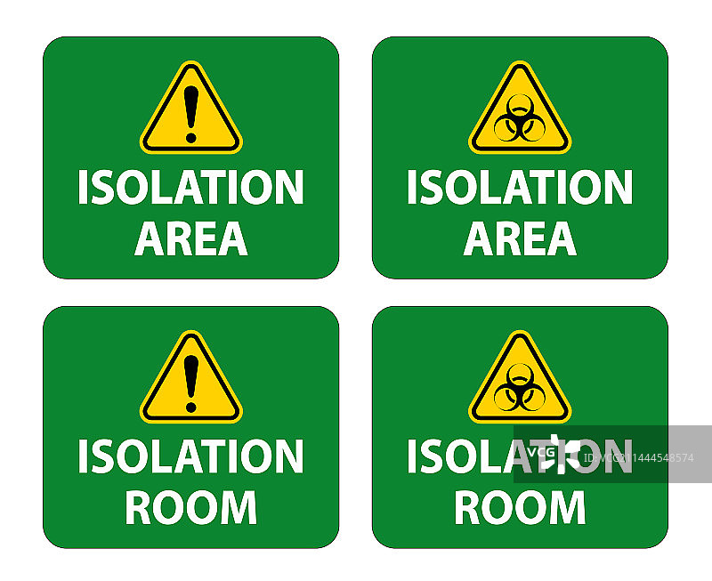 白色背景上的生物危害隔离区和房间标志图片素材