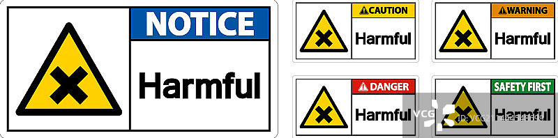 白色背景上的有害警告标志图片素材