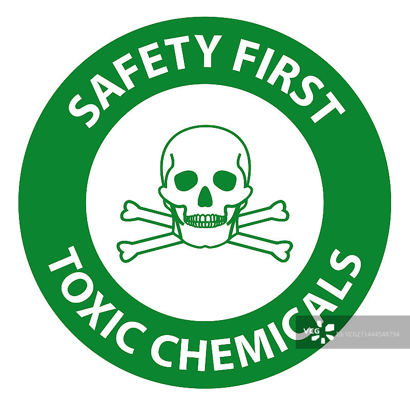 白色背景上的安全第一有毒化学品标志图片素材