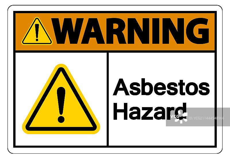 白色背景上的石棉危险警告标志图片素材