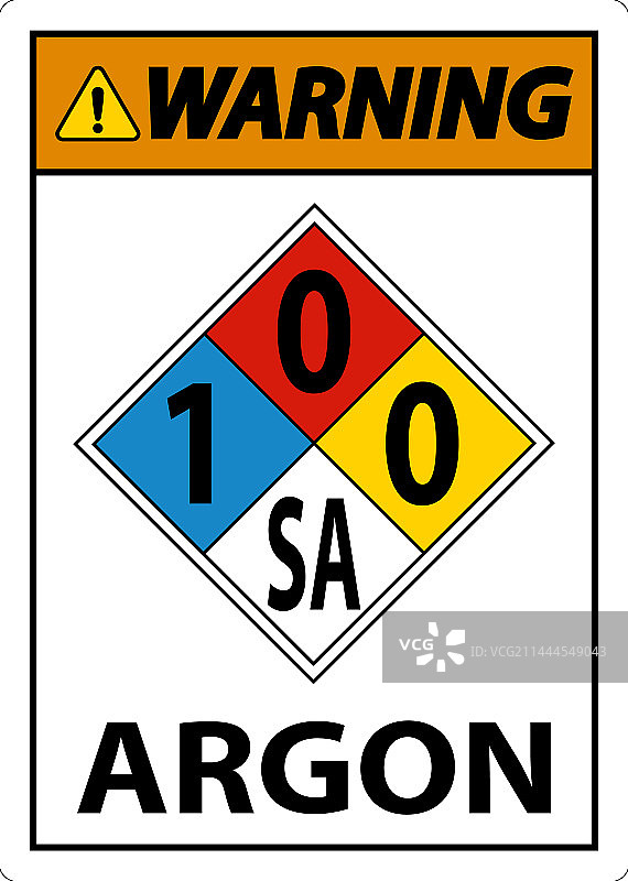 白色底上的NFPA氩气1-0-0-SA警告标志图片素材