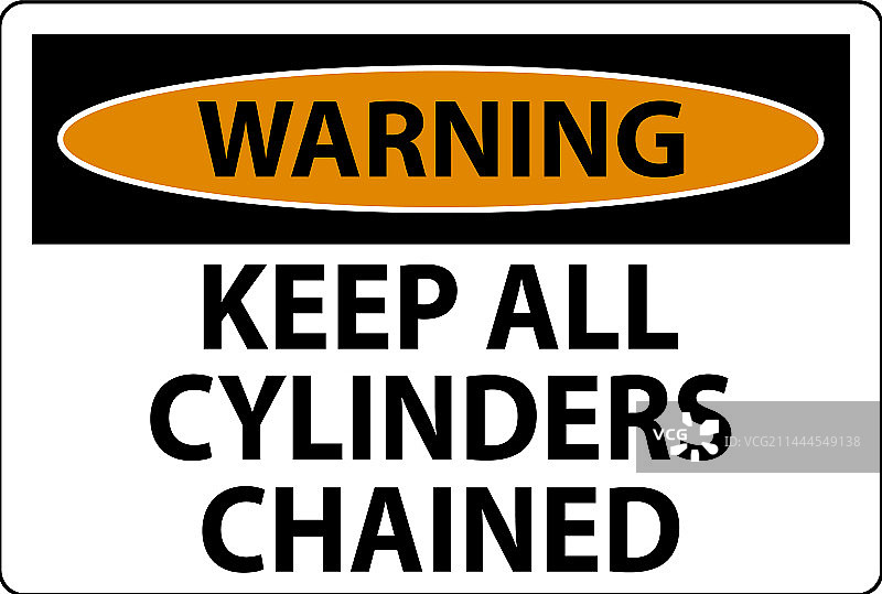 注意标志：请用链条固定所有气瓶图片素材