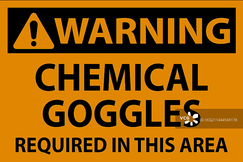 必须佩戴化学护目镜警告标志图片素材