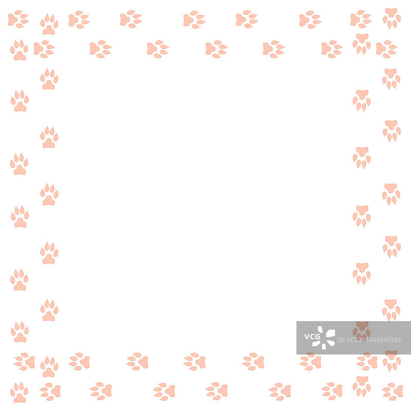 白色背景上带有狗爪印的边框图片素材