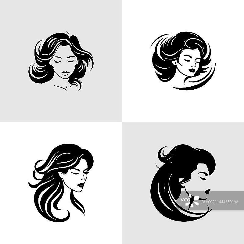 潮流扁平风女性图标合集图片素材