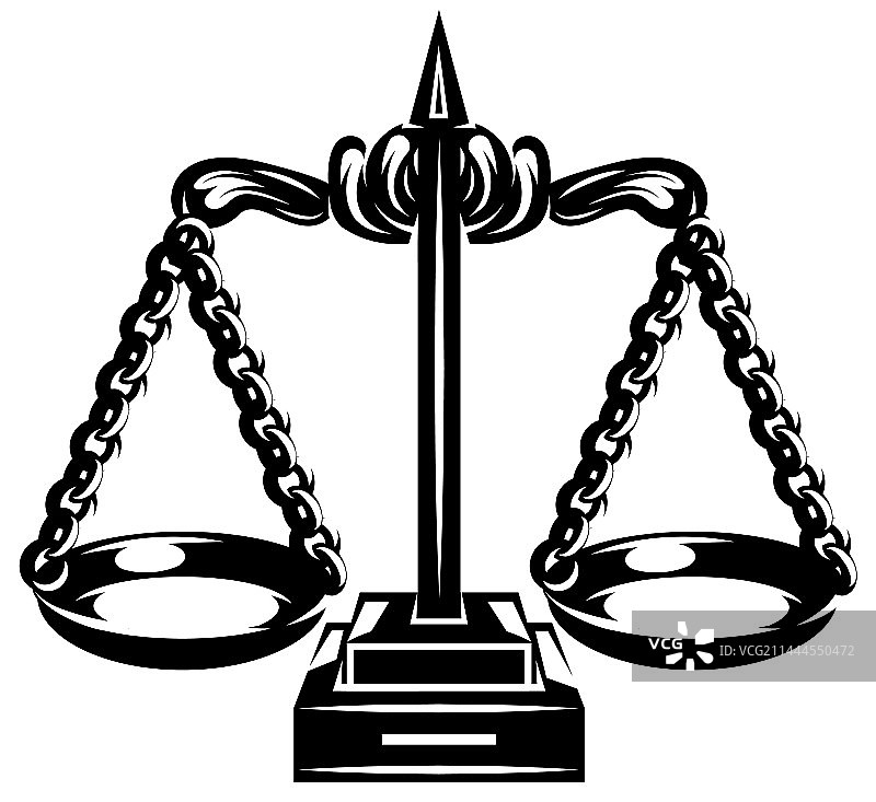 律师专用正义女神秤单色图图片素材