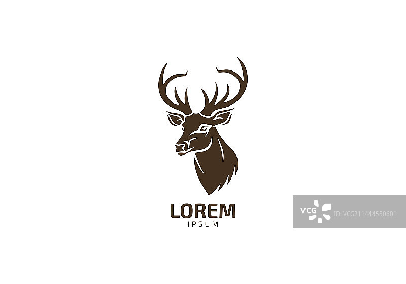 带角鹿剪影Logo图标图片素材