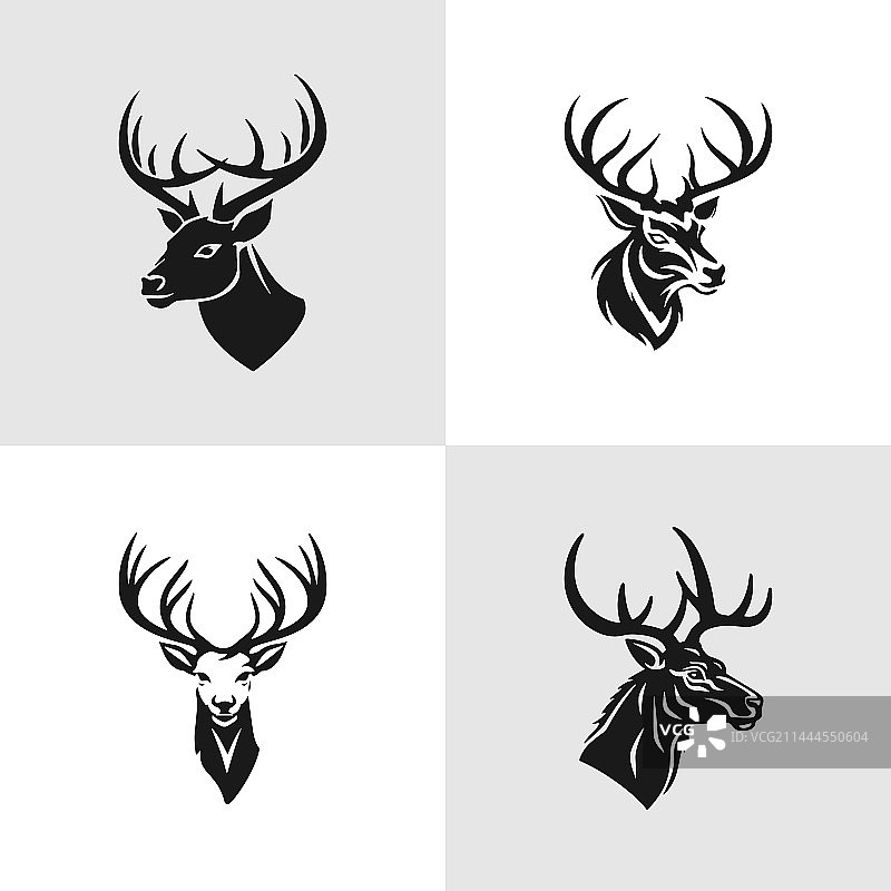 斑驳的鹿剪影图标套装图片素材