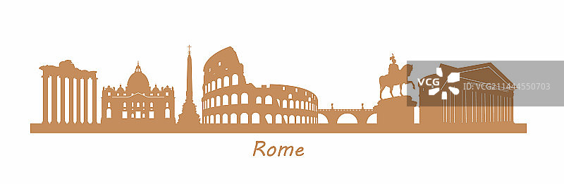 罗马全景剪影图片素材