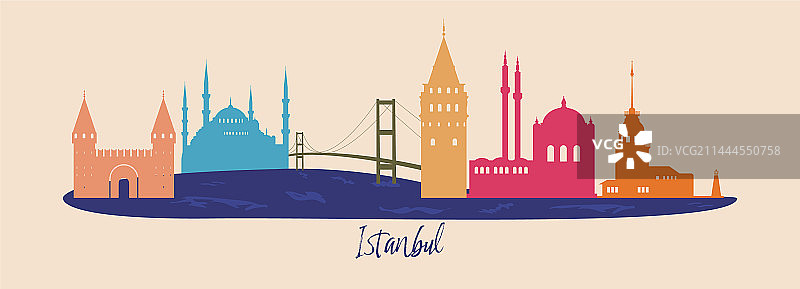 伊斯坦布尔著名地标和历史建筑图片素材