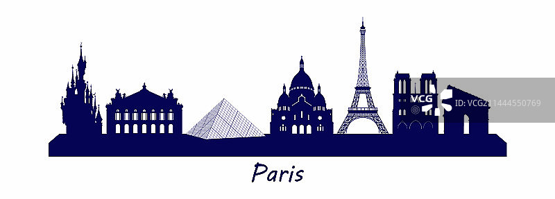 巴黎城市轮廓剪影图片素材