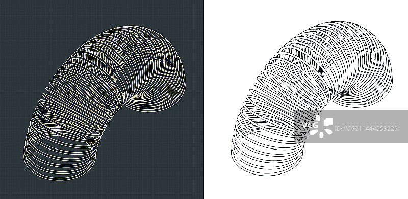 螺旋弹簧玩具2.5D蓝图图片素材