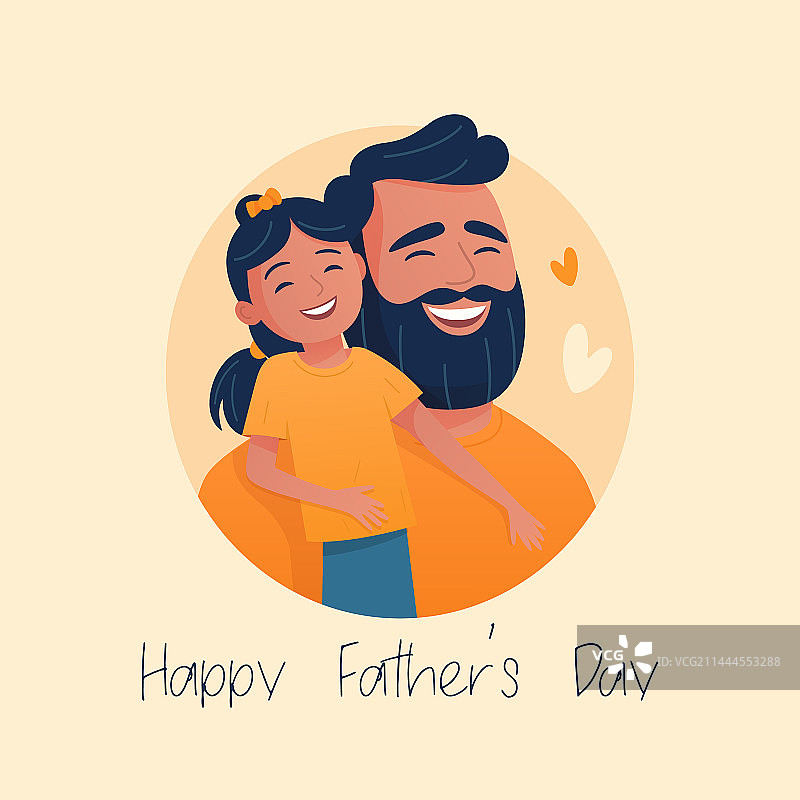 卡通扁平人物 - 父亲和他的孩子图片素材