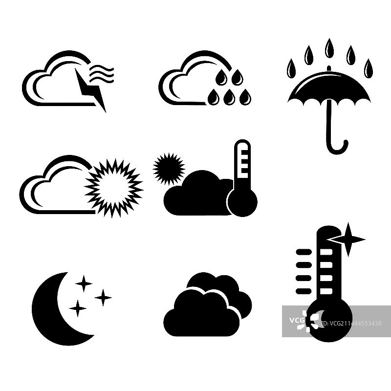 一组天气预报图标图片素材