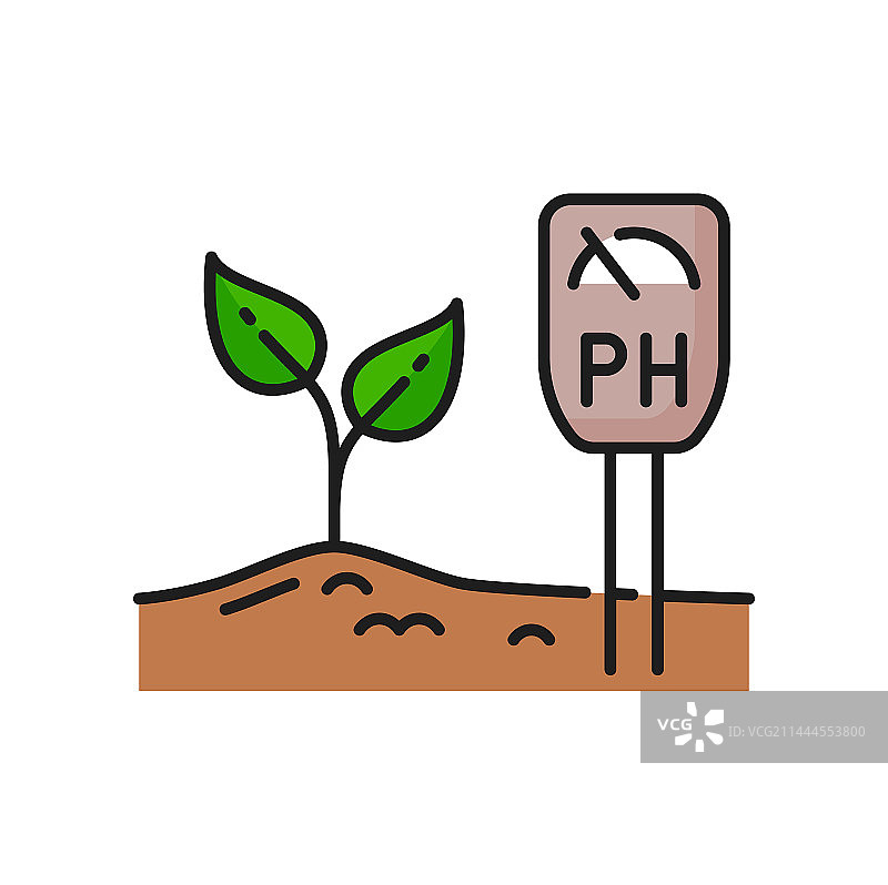 土壤酸碱度测量农业彩色线性图标图片素材