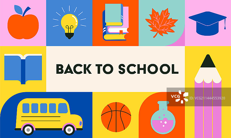 鲜艳色彩的返校背景概念图片素材