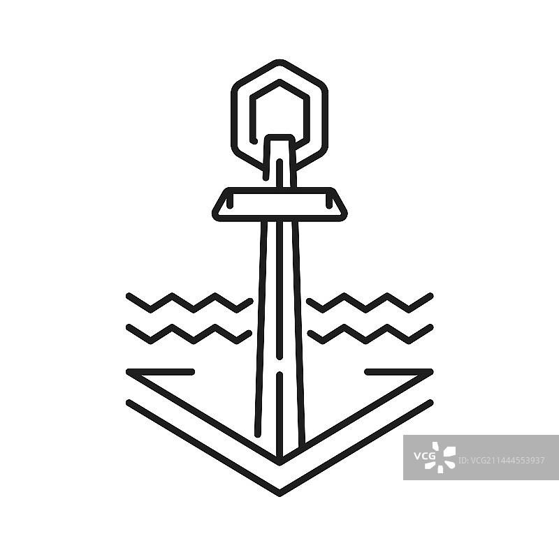 海洋船锚水波线条图标图片素材