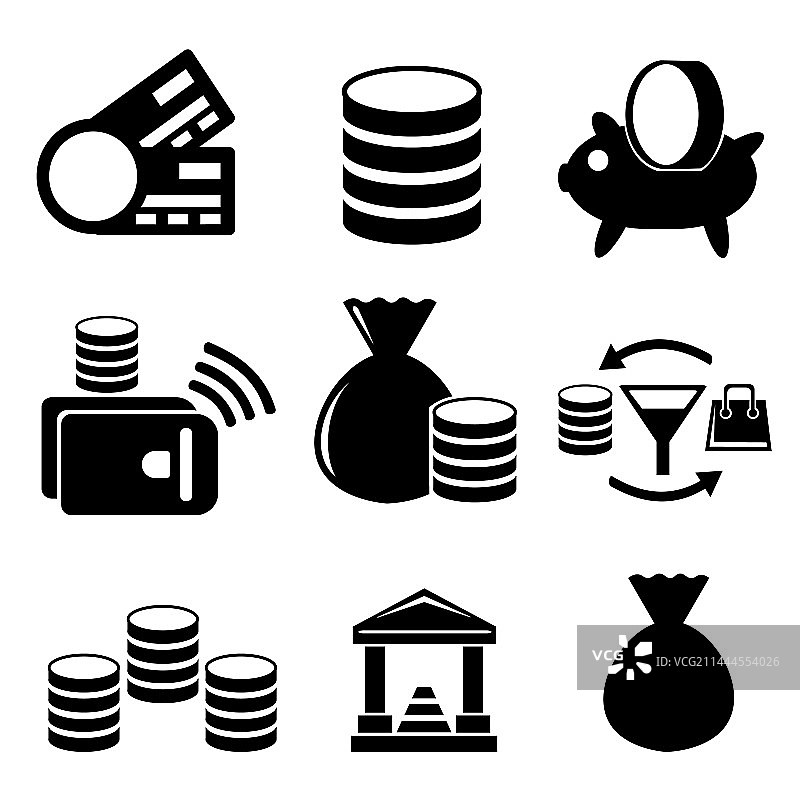 货币和金融图标套装图片素材