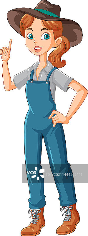 年轻女农民卡通人物图片素材