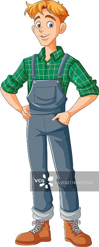 卡通年轻男农民图片素材