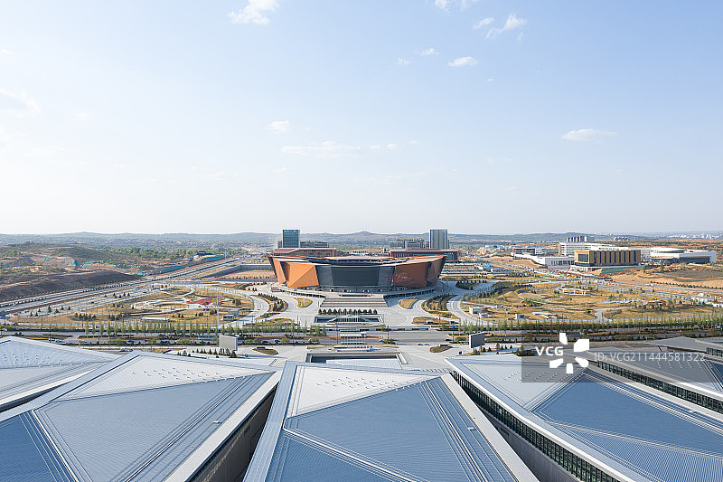 榆林市体育中心运动场馆广场航拍图片素材
