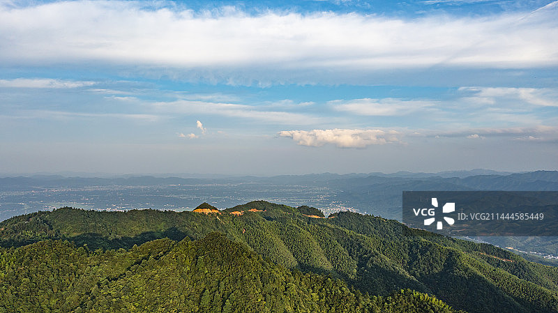 湖南益阳桃江浮邱山 风光航拍 风景 浮丘山 浮丘寺 道教名山图片素材