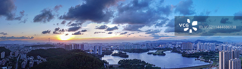 阳江鸳鸯湖晚霞图片素材