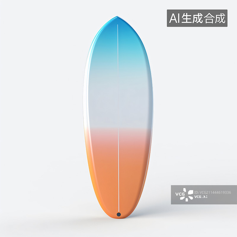 【AI数字艺术】夏天蓝色橙色渐变极简3d冲浪板图片素材