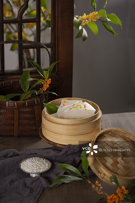 秋天桂花糕桂花糯米圆子图片素材