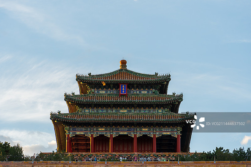 夕阳下的景山公园万春亭图片素材